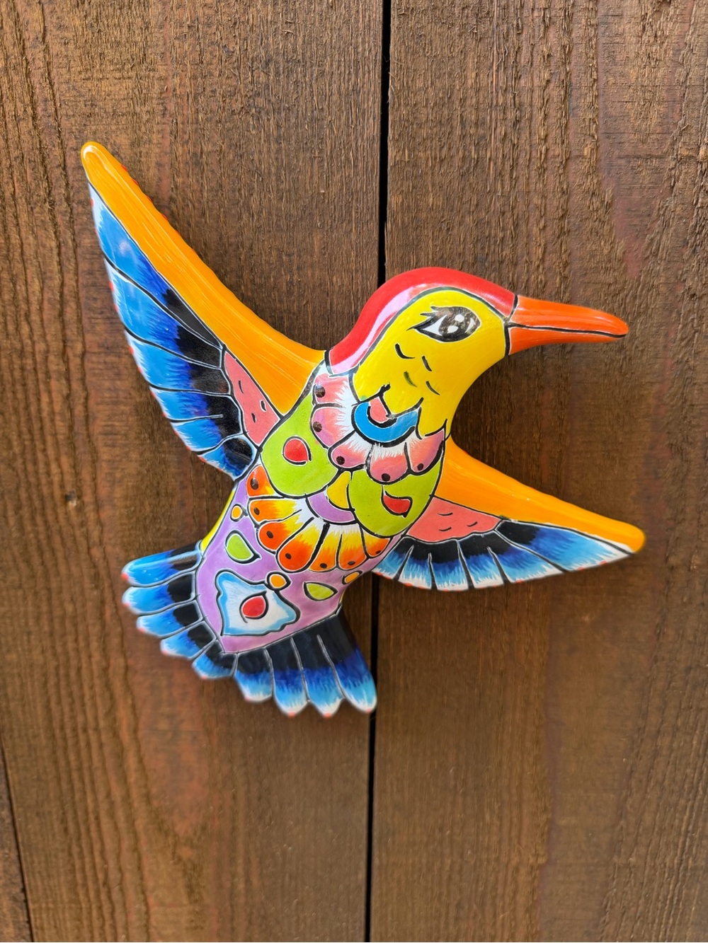 Colorful Talavera Hummingbird Wall Decor - Multicolor